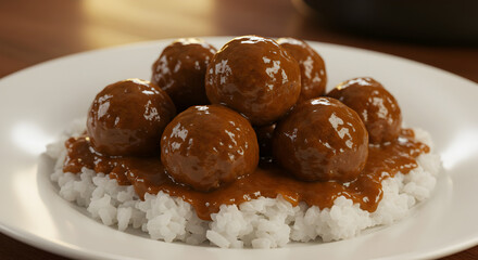 Savory Crockpot Meatballs in Brown Gravy over Rice a Comfort Food