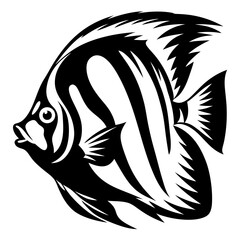 Striking Black and White Angelfish Illustration Aquatic Life Ocean Fish