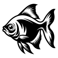 A Striking Black and White Illustration of a Fish with Intricate Details
