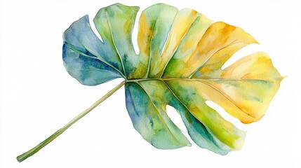 Elegant Monstera Leaf Watercolor Painting