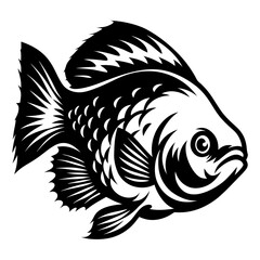 A Striking Black and White Illustration of a Fish with Intricate Details