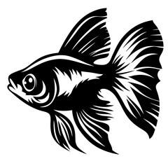 Black and White Stylized Fish Illustration Aquatic Animal Design Graphic Art