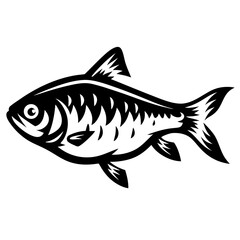 Striped Fish Illustration Black and White Graphic Design