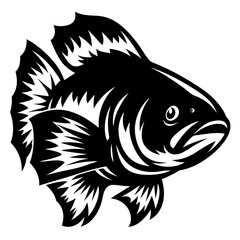 A Striking Black and White Illustration of a Largemouth Bass Fish