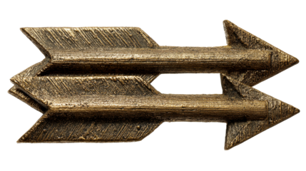 Rustic double arrow emblem on a transparent background