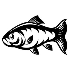 Black and White Stylized Fish Illustration Vector Graphic Design Image