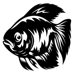 Stylized Black and White Fish Illustration Tribal Aquatic Animal Design