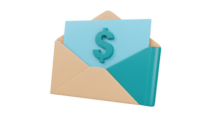 Isolated Envelope with Dollar Sign