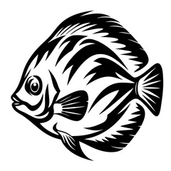 Stylized Black and White Angelfish Illustration Aquatic Life Design