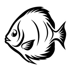 Stylized Black and White Angelfish Illustration Aquatic Life Design