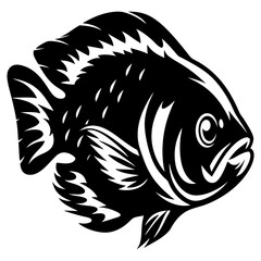 Obraz premium A Striking Black and White Illustration of a Fish a Detailed Stylized Fish Design Perfect for Tattoos Prints or Logos