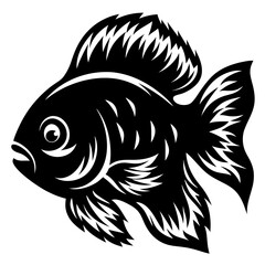 Stylized Black and White Fish Illustration Aquatic Animal Design Graphic Art