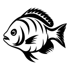 Stylized Black and White Fish Illustration Tribal Fish Design Aquatic Life Graphic