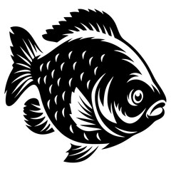 A Striking Black and White Illustration of a Fish with Intricate Details