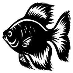 Stylized Black and White Fish Illustration Elegant Aquatic Animal Design Graphic Art