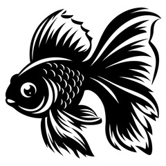 Black Goldfish Illustration Artistic Aquatic Animal Design Elegant  Fishtail Fin Scales