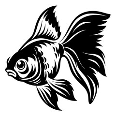 Obraz premium Black and White Stylized Goldfish Illustration Aquatic Animal Design