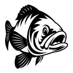 A Striking Black and White Illustration of a Largemouth Bass Fish