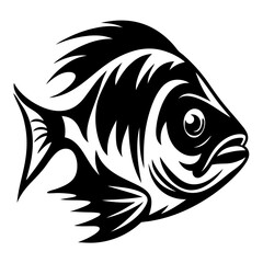 Stylized Black and White Fish Illustration Tribal Aquatic Design Graphic