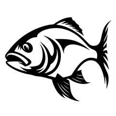 Stylized Black and White Fish Illustration Aquatic Animal Design Graphic Art