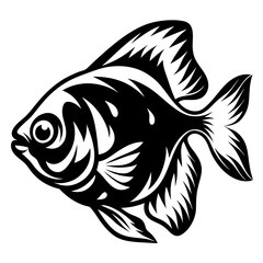 A Striking Black and White Illustration of an Angelfish a Detailed Vector Graphic of an Aquatic Animal