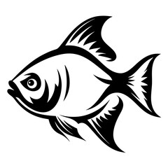 Stylized Black and White Fish Illustration Tribal Aquatic Animal Design