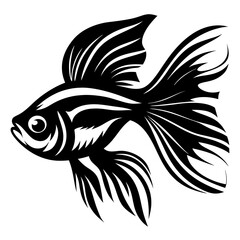 Striking Black and White Fish Illustration Elegant Aquatic Life Design Artistic Fish Image