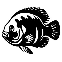 Black and White Stylized Fish Illustration Aquatic Animal Design Graphic Artwork