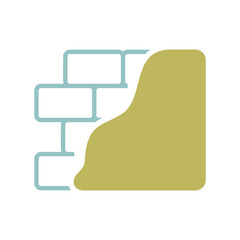 Brick wall with plaster or plastering icon