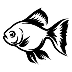 Stylized Black and White Fish Illustration Aquatic Animal Design Graphic