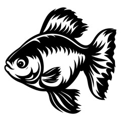 Black and White Stylized Fish Illustration Aquatic Animal Design Graphic