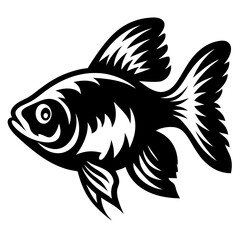 Stylized Black and White Fish Illustration Artistic Aquatic Animal Design Graphic