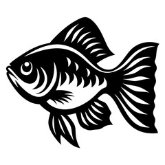 A Striking Black and White Illustration of a Fish with Intricate Fin Details