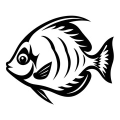 Black and White Stylized Fish Illustration Aquatic Animal Design Graphic Art Tropical Fish Marine Life Underwater Creature Ocean Animal