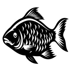 Black and White Fish Illustration Artistic Design Graphic Image Vector Art