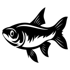 Obraz premium Stylized Black and White Fish Illustration Aquatic Animal Graphic Design