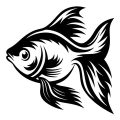 Black and White Stylized Fish Illustration Aquatic Animal Design Graphic Art
