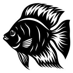 Stylized Black and White Angelfish Illustration Aquatic Fish Design