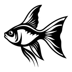 Elegant Black and White Stylized Fish Illustration Aquatic Animal Design Graphic Art