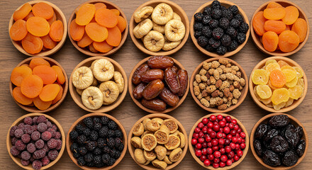 Dried Fruit Variety Bowl Assortment Figs Apricots Delicious Snack Healthy Eating