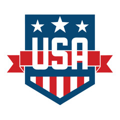 USA American Banner on White Background, vector illustration