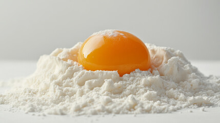  Dough, egg and flour on white background. Cooking pastries