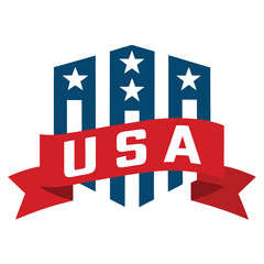 USA American Banner on White Background, vector illustration