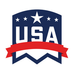 USA American Banner on White Background, vector illustration