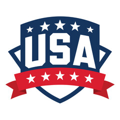 USA American Banner on White Background, vector illustration