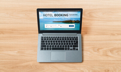 Online hotel accommodation booking website provide modish reservation system . Travel technology concept .