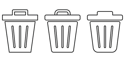 Trash icon, garbage can symbol. Delete icon , bin icon. remove symbol. 