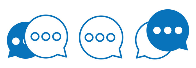 chat icon, chat box icon, speech bubble, speech balloon, chat bubble line art icon for apps and websites. Set of speech bubble, comic sticker, chat box and empty social media message box.