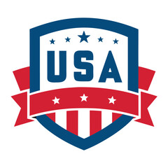 USA American Banner on White Background, vector illustration