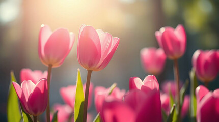 pink tulips in spring